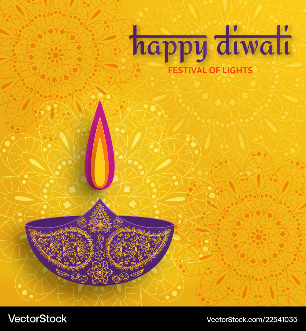 Greeting card for diwali festival celebration Greeting card for diwali festival celebration vector image