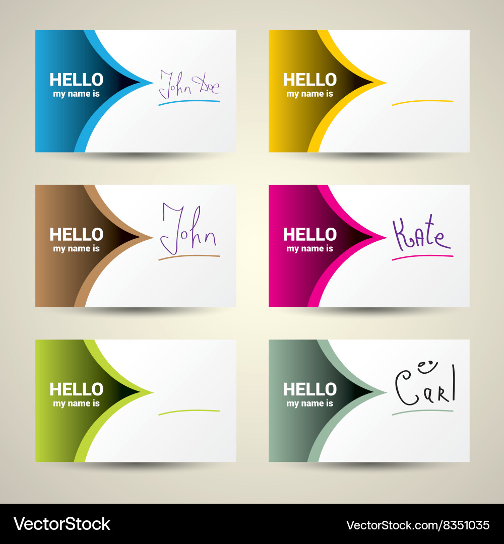 Hello my name is tag set vector image