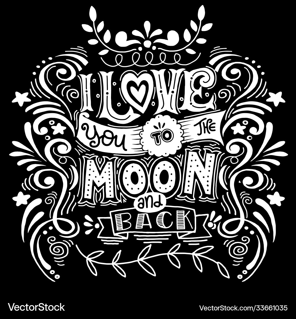 Ich liebe dich zum Mond und zurück Hand gezeichnet Poster Ich liebe dich zum Mond und zurück Hand gezeichnet Poster vektorbild