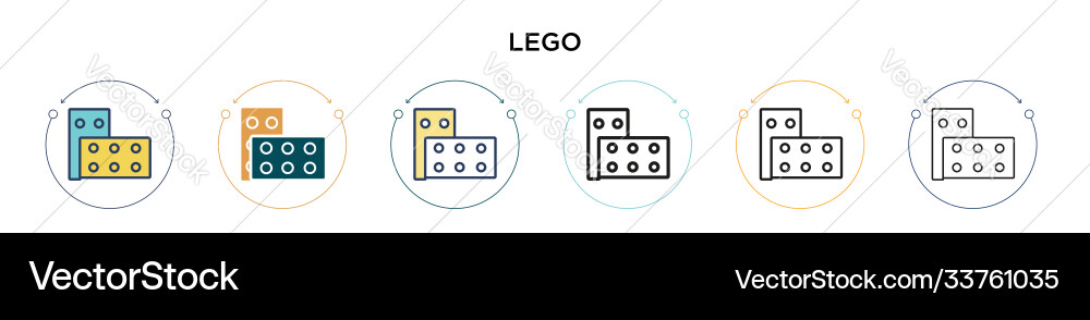 Lego icon in filled thin line outline and stroke Lego icon in filled thin line outline and stroke Vector Image