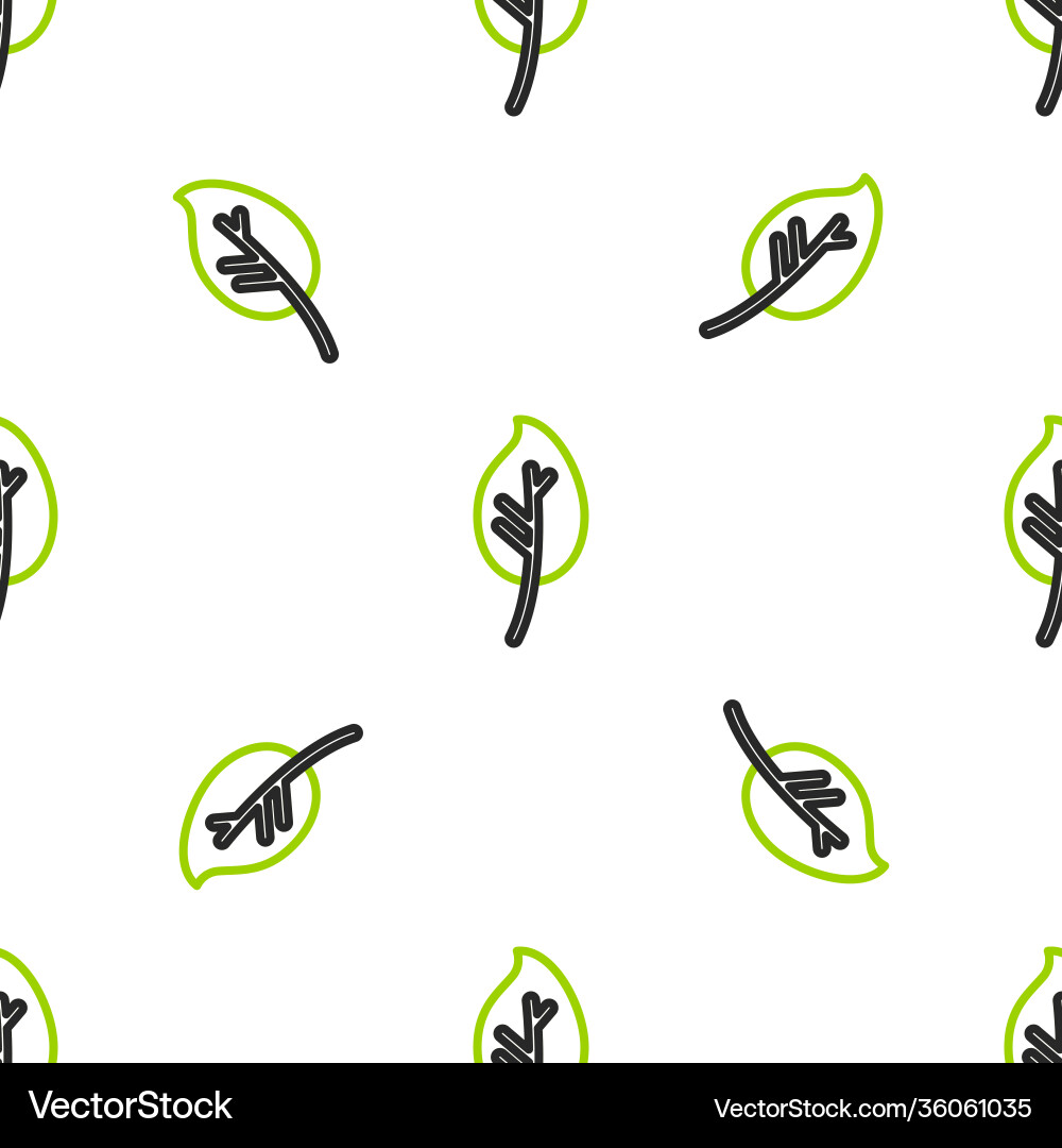 Line leaf icon isolated seamless pattern on white Vector Image