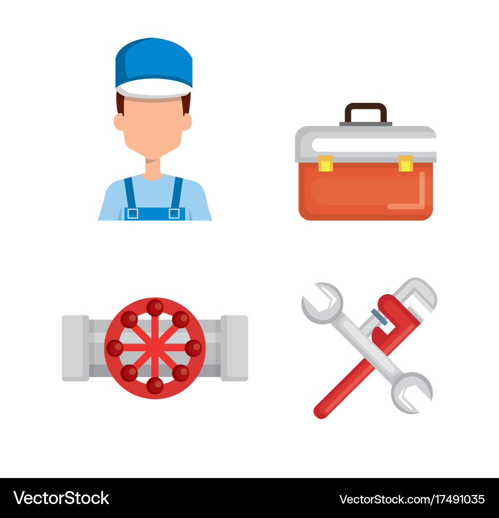 Plumber with tool set Vector Image