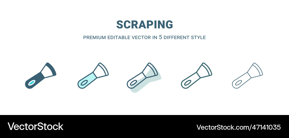 Scraping icon in 5 different style outline filled Scraping icon in 5 different style outline filled vector image
