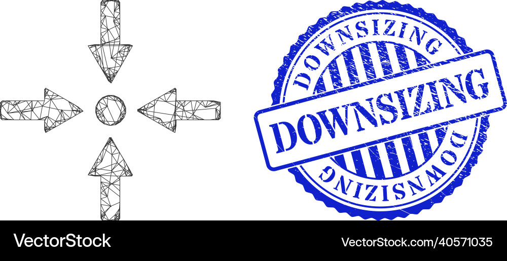 Scratched downsizing seal and net meeting point Scratched downsizing seal and net meeting point Vector Image