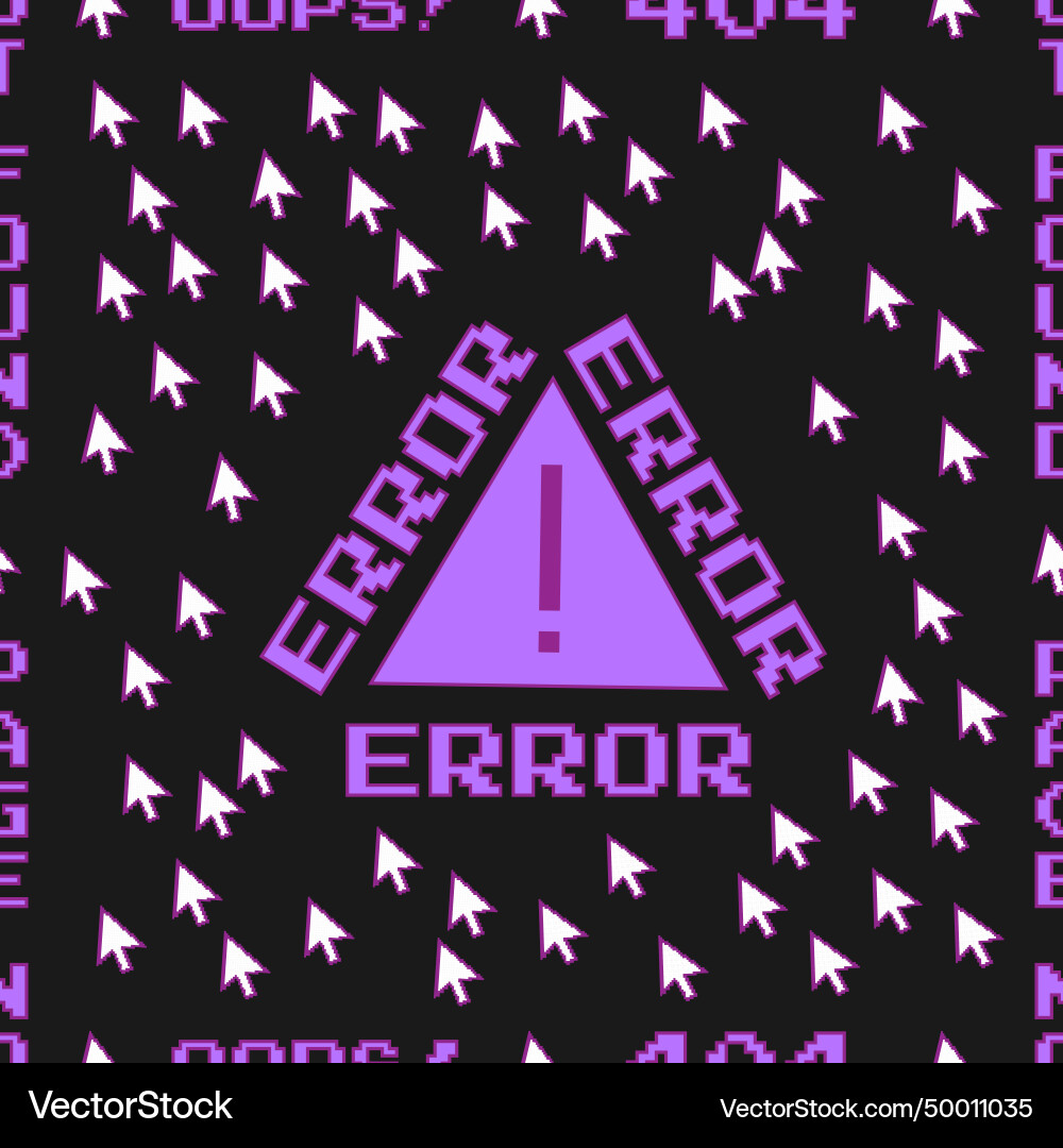 Seamless pattern with error message in y2k style Seamless pattern with error message in y2k style vector image