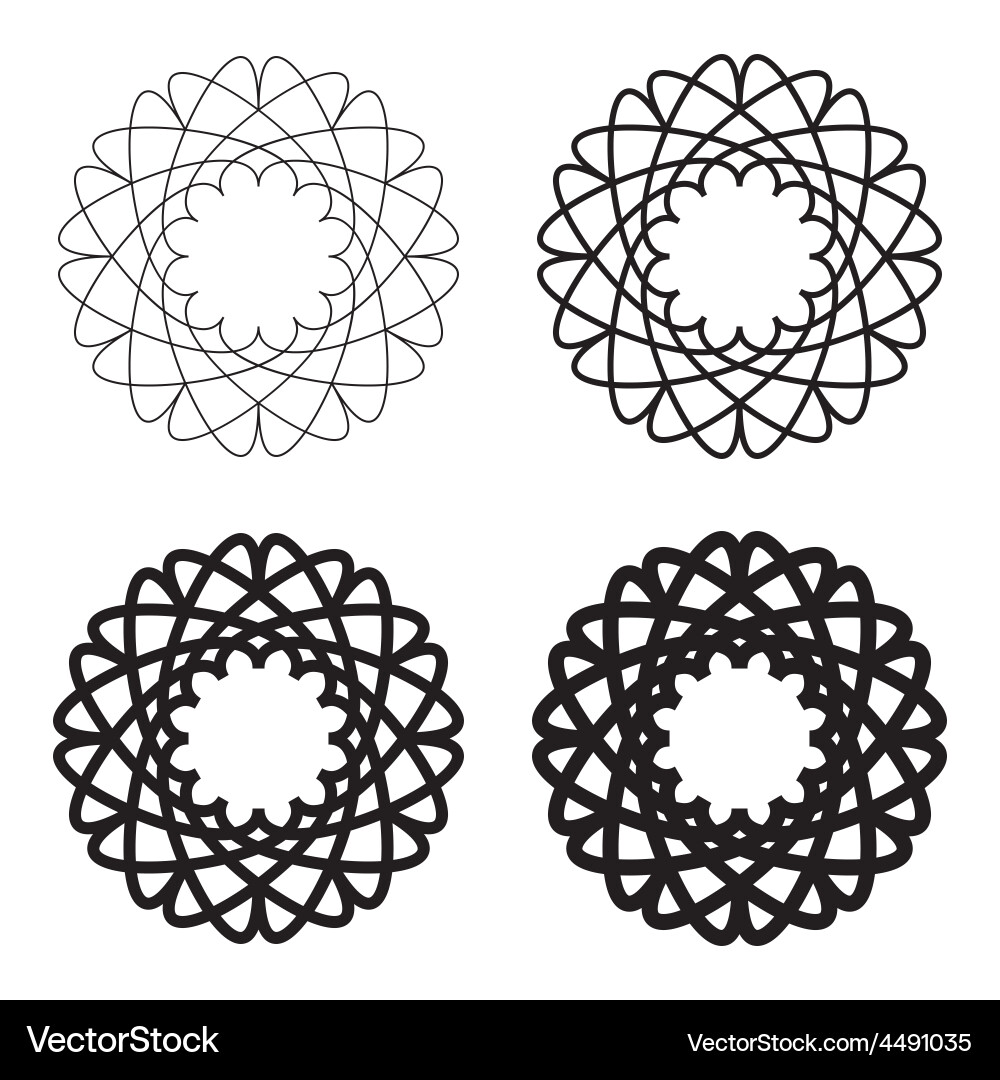 Set of black circular linear icons emblems Vector Image
