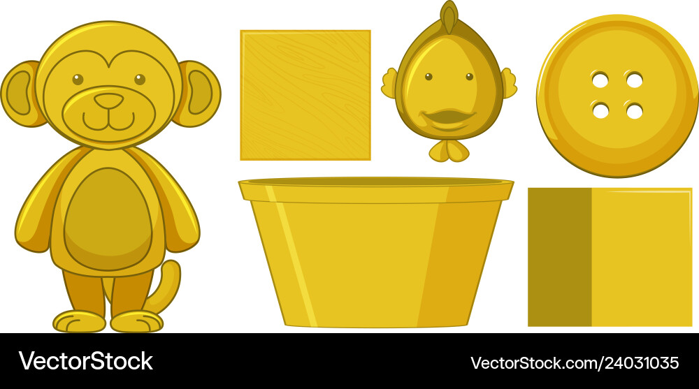 Set of yellow element object vector image