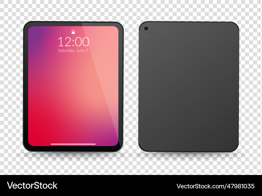 Tablet computer front and back side realistic Tablet computer front and back side realistic Vector Image