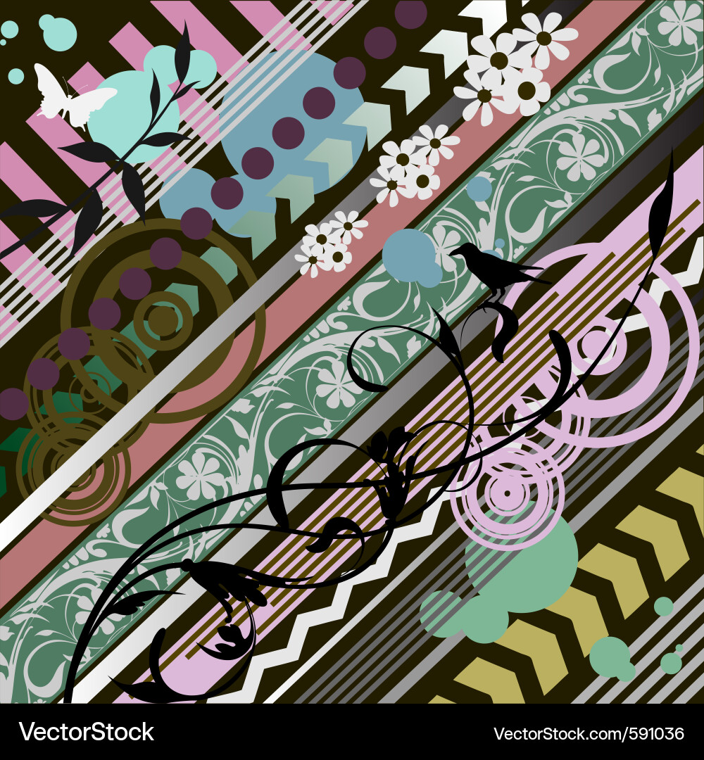 Abstract Swirls and Birds vector image