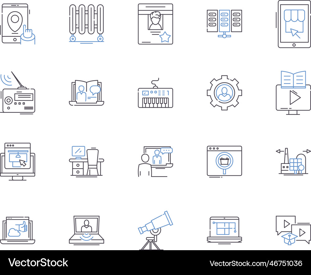 Appliances and computers outline icons collection Appliances and computers outline icons collection vector image