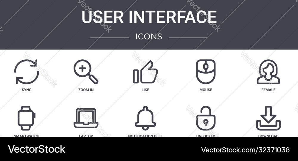 Benutzeroberfläche Konzept Linie Icons Set enthält vektorbild