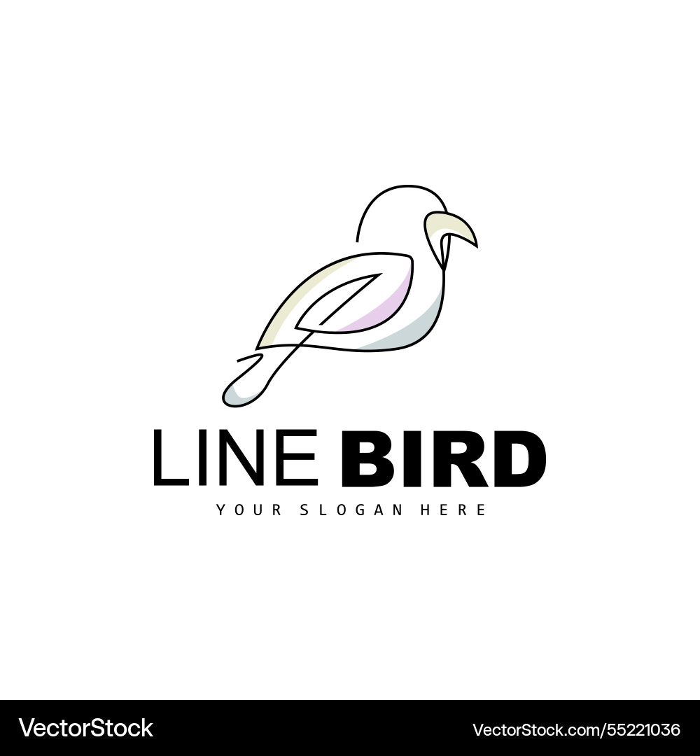 Bird logo hummingbird simple line style Vector Image