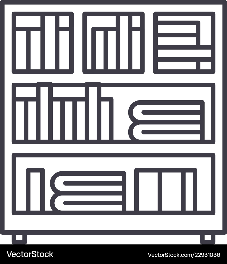 Bookcase line icon concept linear Vector Image
