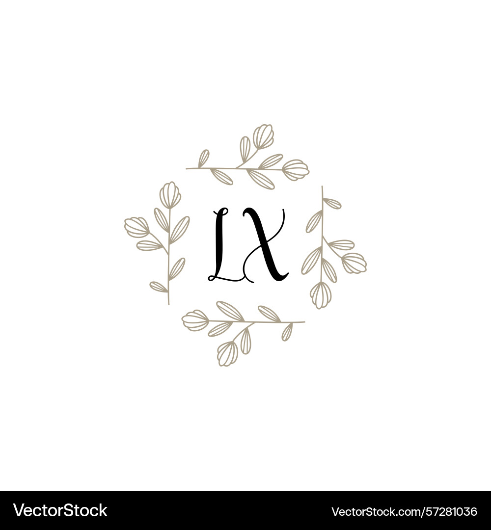 Botanical monogram logos with initial lx Botanical monogram logos with initial lx Vector Image