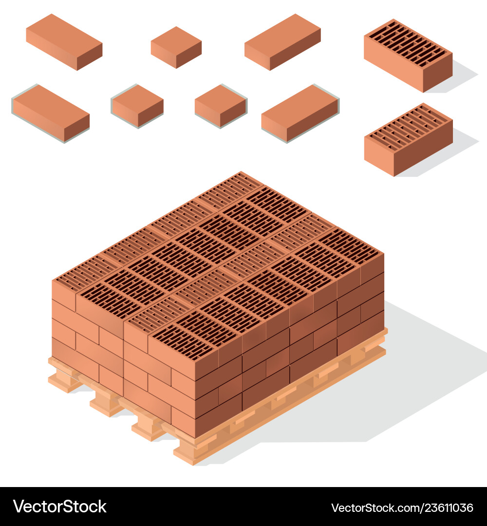 Bricks on pallet vector image