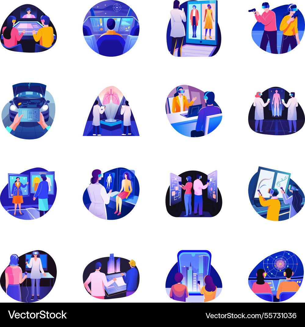 Bundle of flat style ar technology Vector Image