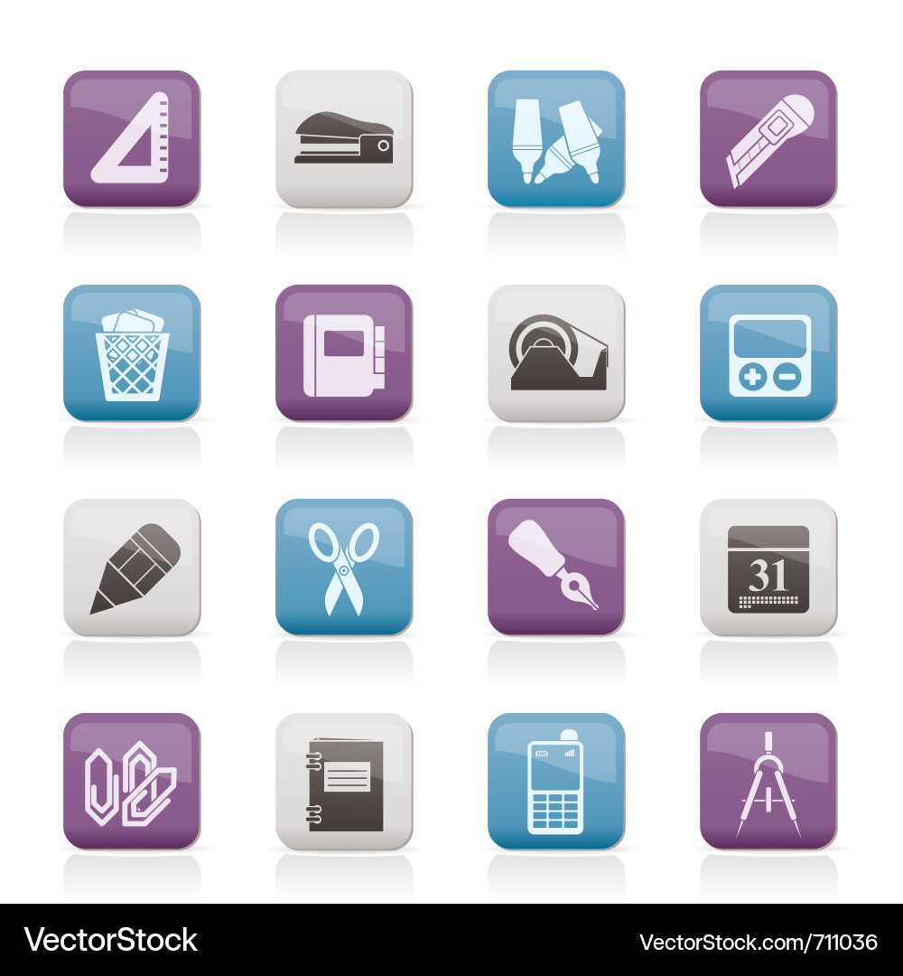 Business and office objects icons Vector Image