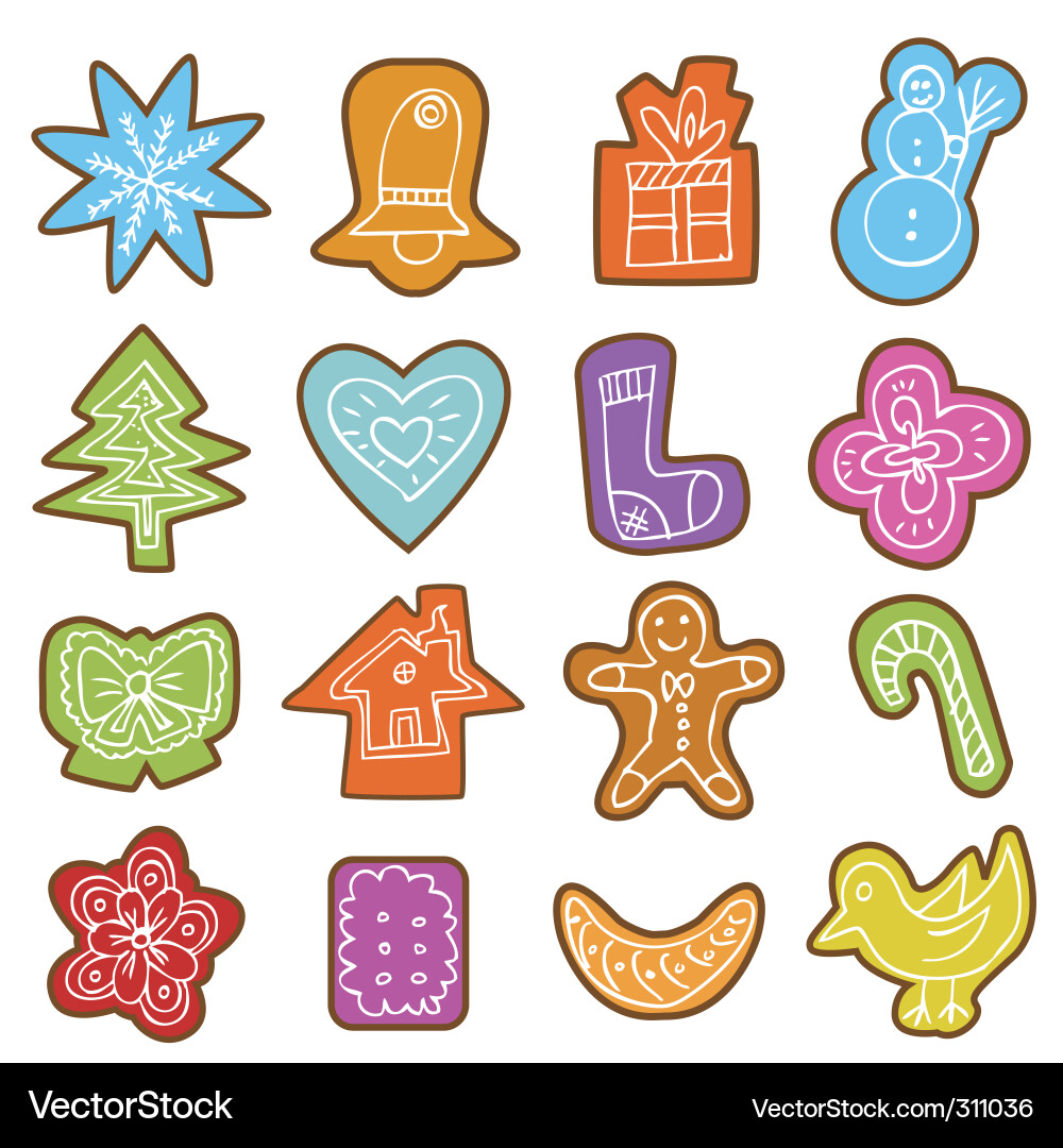 Christmas Cookie Elements Vector Image