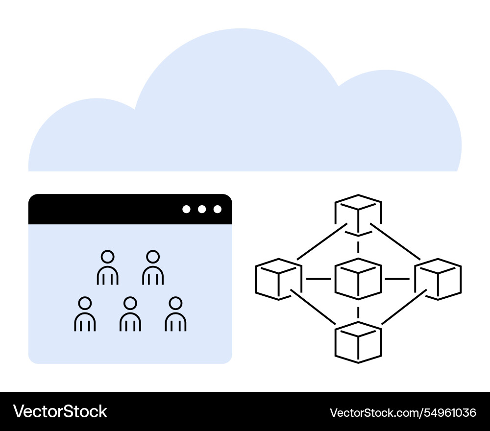 Cloud computing with user interface and blockchain vector image