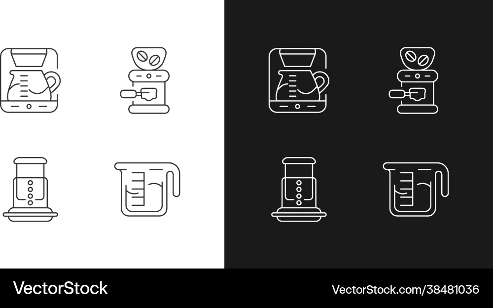 Coffee shop machine linear icons set for dark Coffee shop machine linear icons set for dark Vector Image