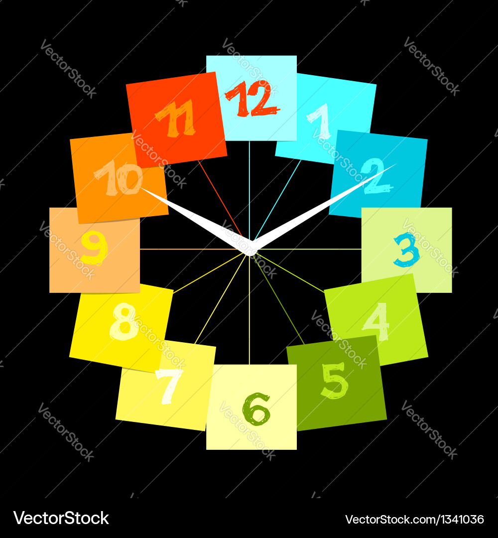 Creative clock design with stickers for your text Vector Image