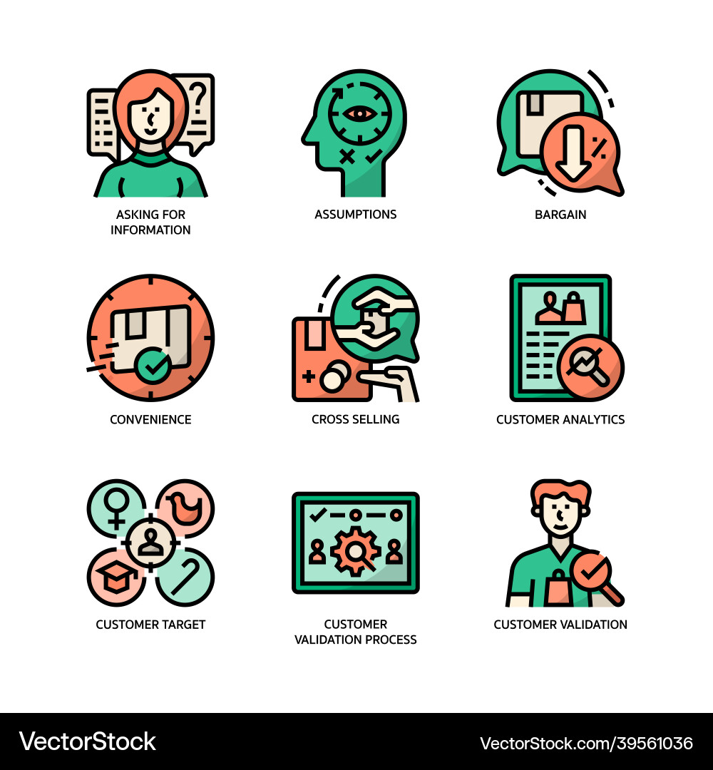 Customer validation icons set Vector Image