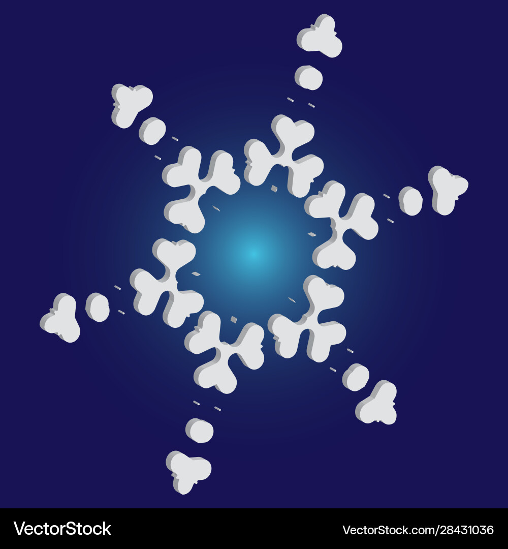 Cute snowflake with shadow on blue background Cute snowflake with shadow on blue background Vector Image