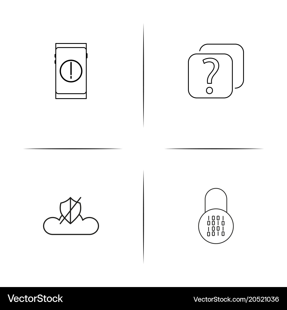 Cyber security simple linear icons set outlined Vector Image