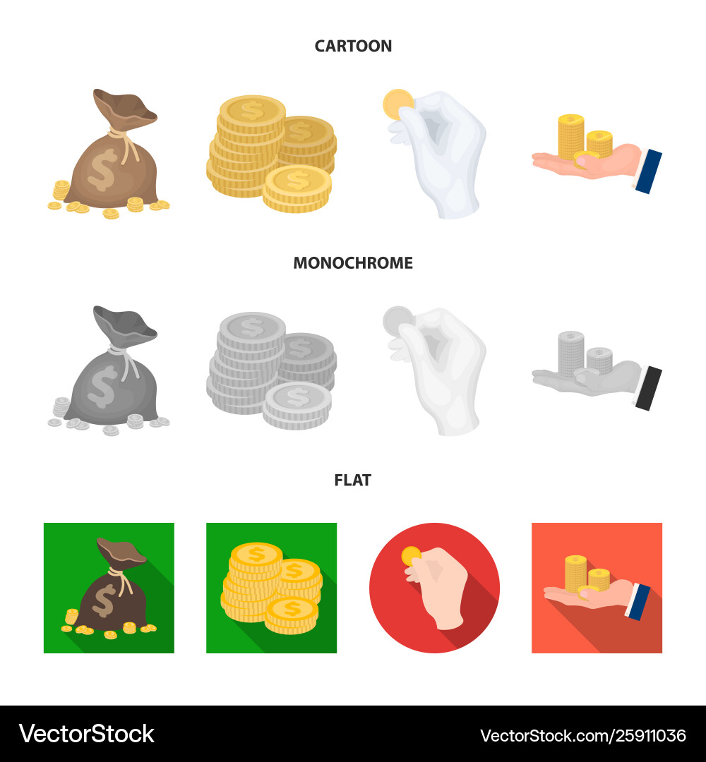Design coin and treasure sign set Vector Image