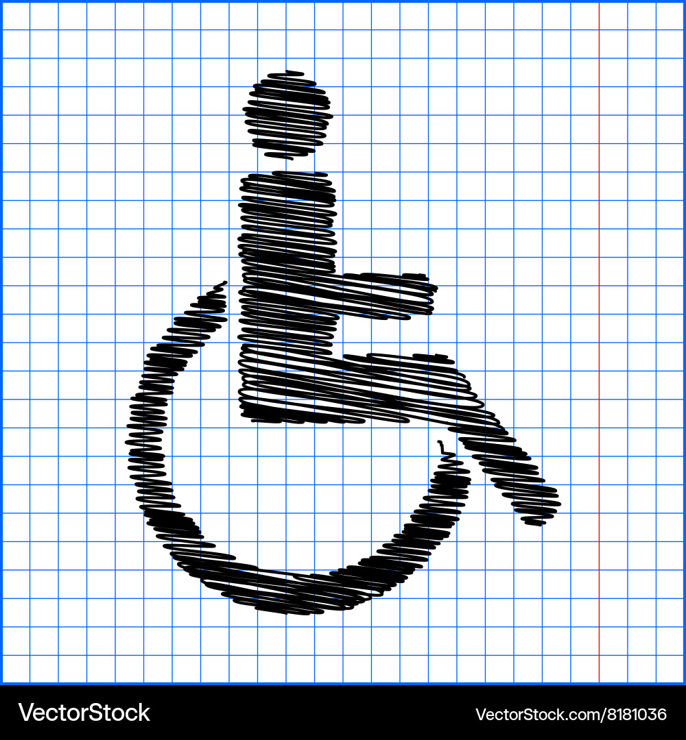 Disabled icon with pen effect on paper vector image