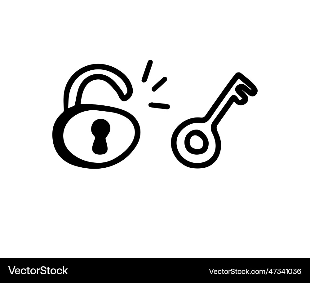 Doodle lock and key hand drawn sketch style Doodle lock and key hand drawn sketch style vector image