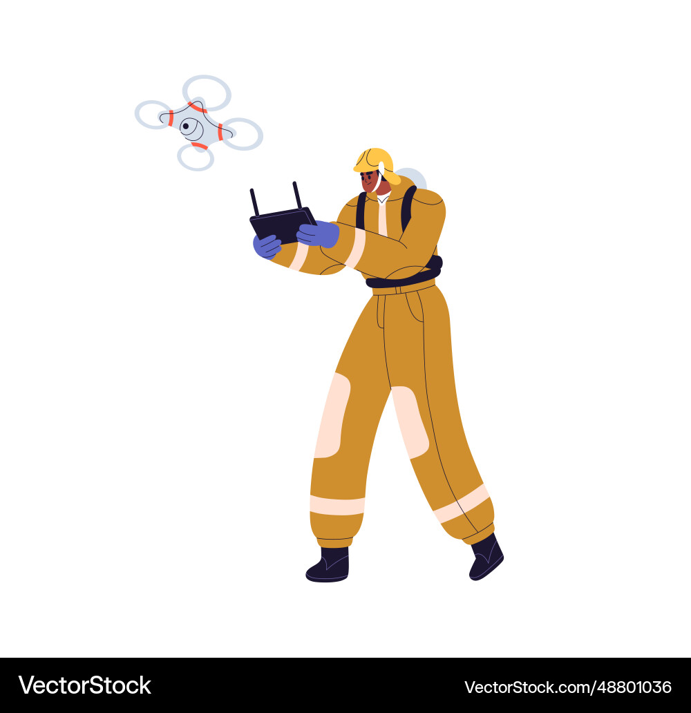 Emergency worker using copter for firefighting Emergency worker using copter for firefighting Vector Image