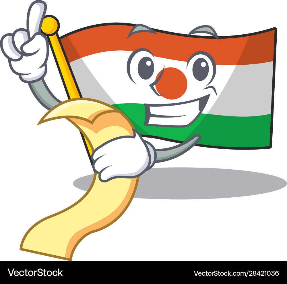 Flag niger scroll cartoon character holding menu Vector Image