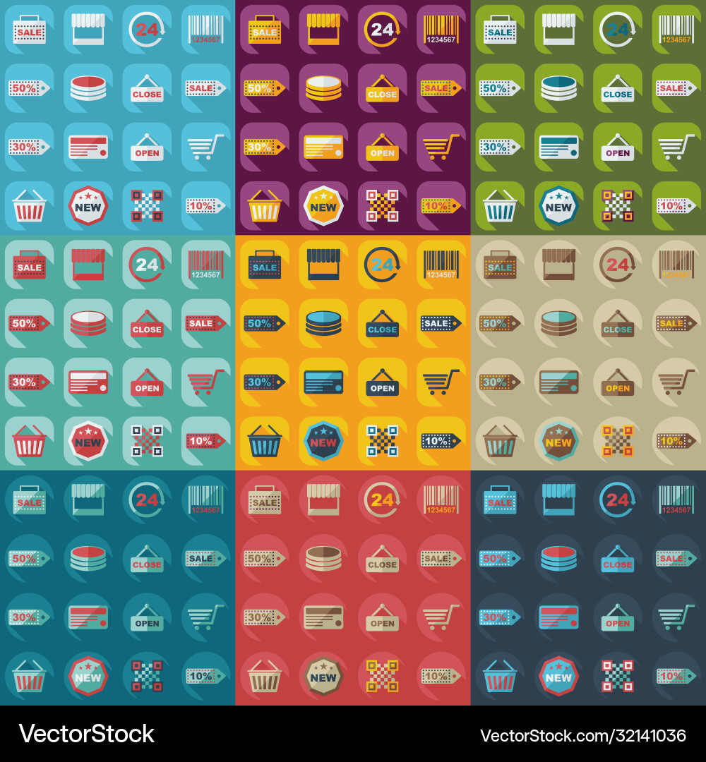 Flat concept set modern design with shadow vector image