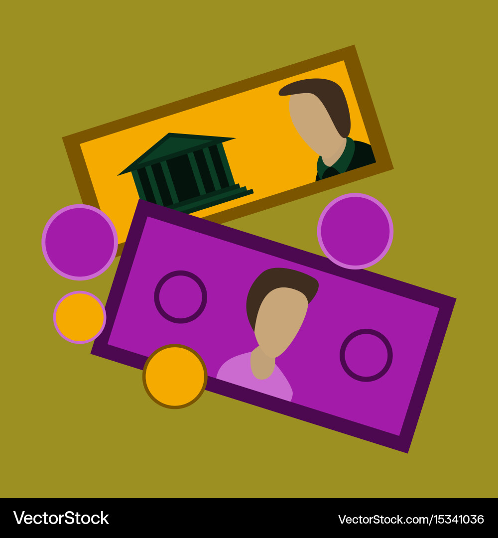 Flat icon on stylish background banknotes Vector Image