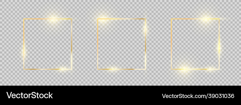 Golden frame square gold border set frames Golden frame square gold border set frames vector image