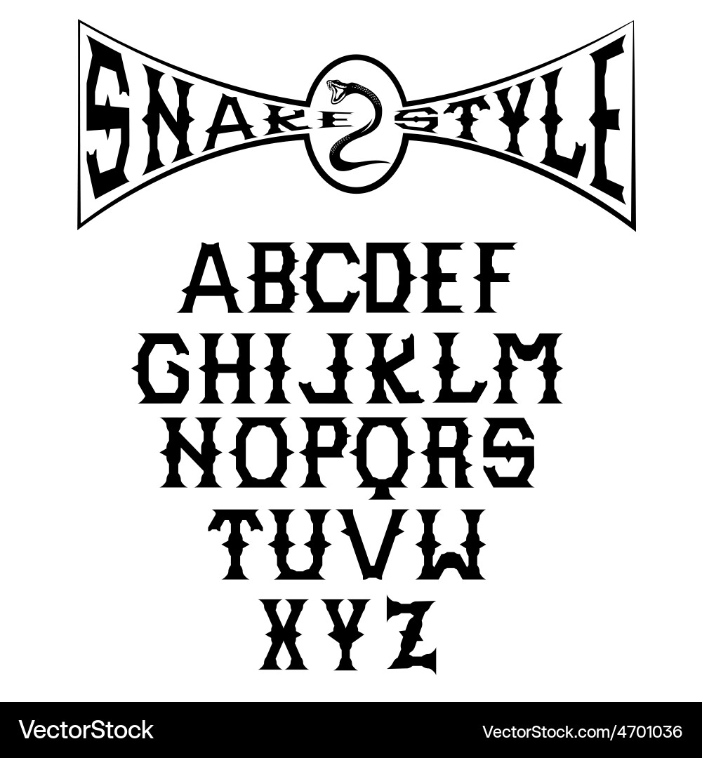 Gothic Snake Alphabet Font Vector Image