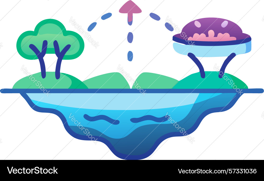 Green floating island with trees symbolizing Vector Image