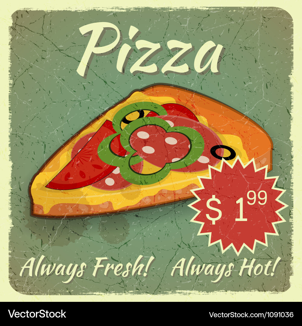 Grunge Pizza Menu Card Vector Image