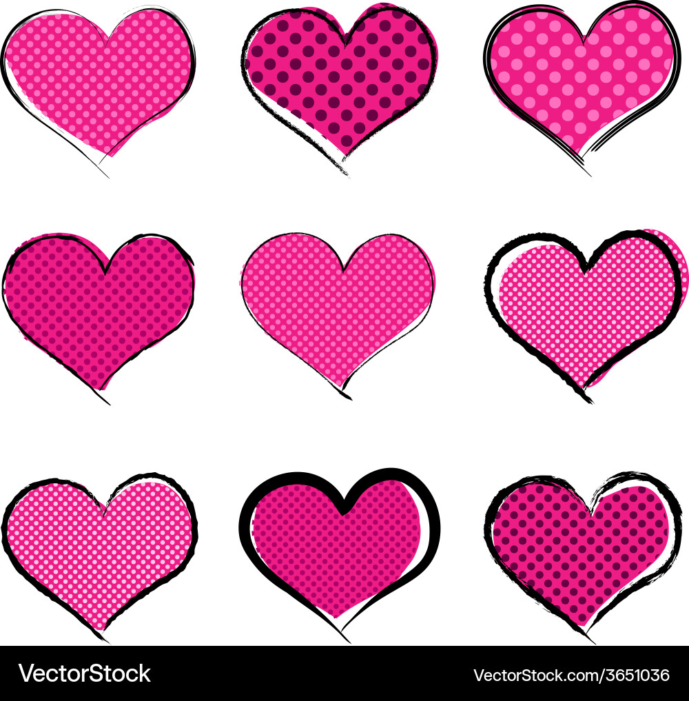 Halftone style hearts collection Vector Image