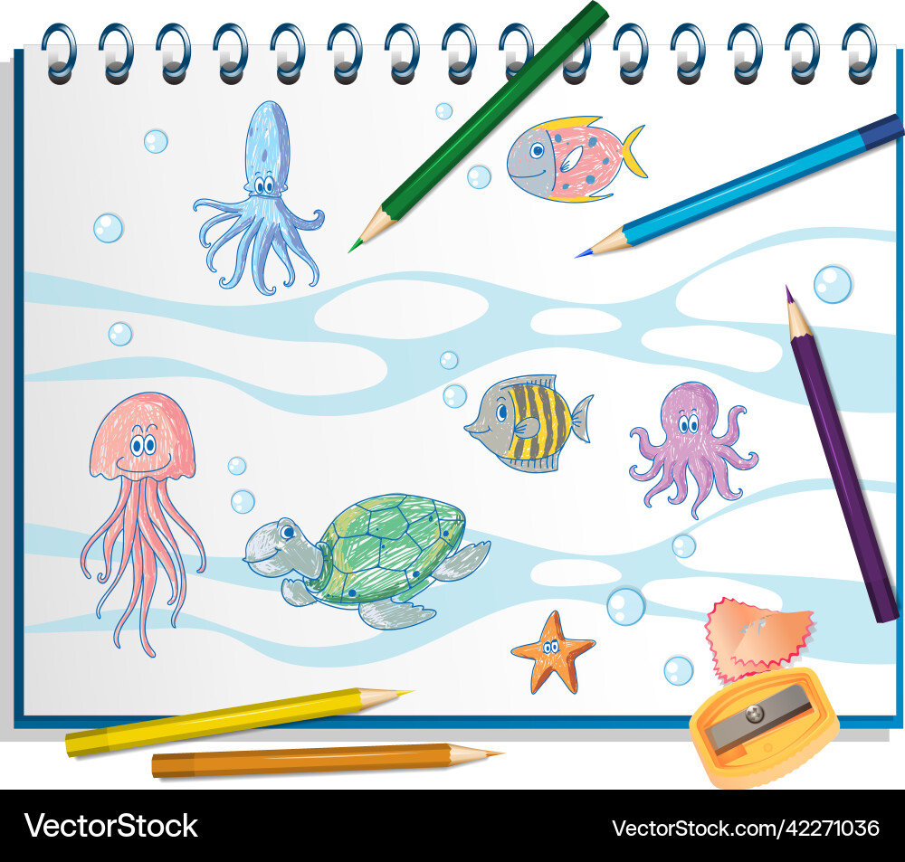 Hand drawn coloured crayon on paper vector image