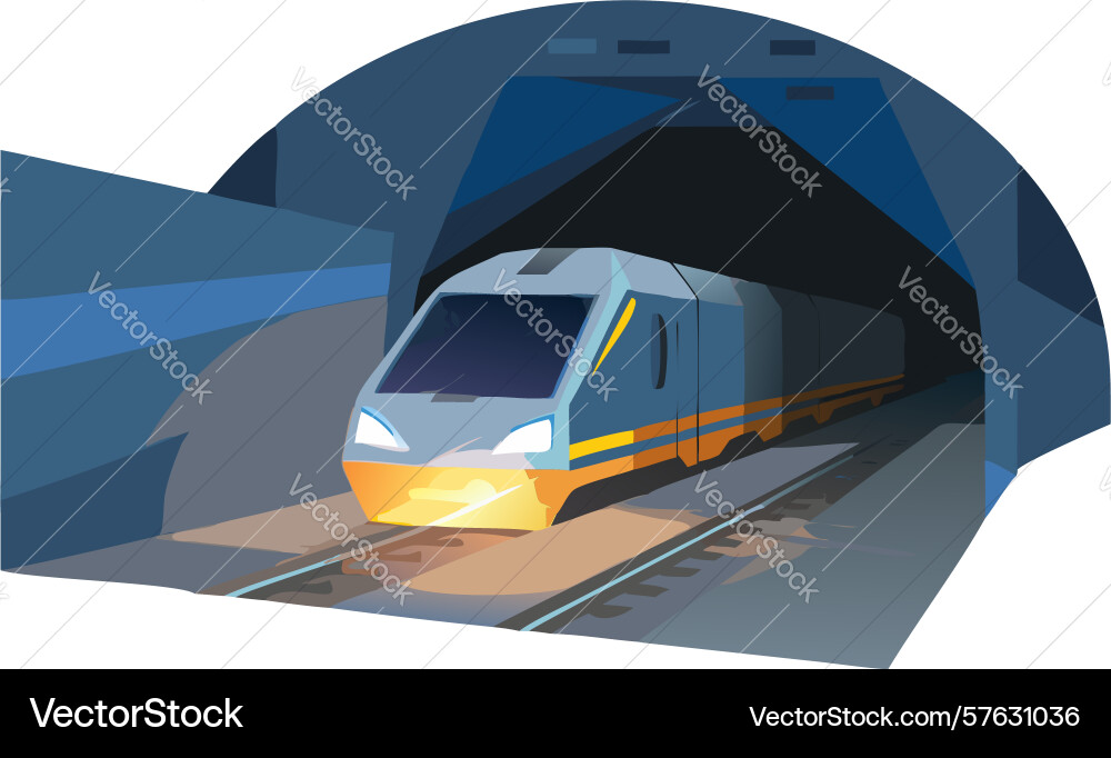 High-speed train entering tunnel design Vector Image