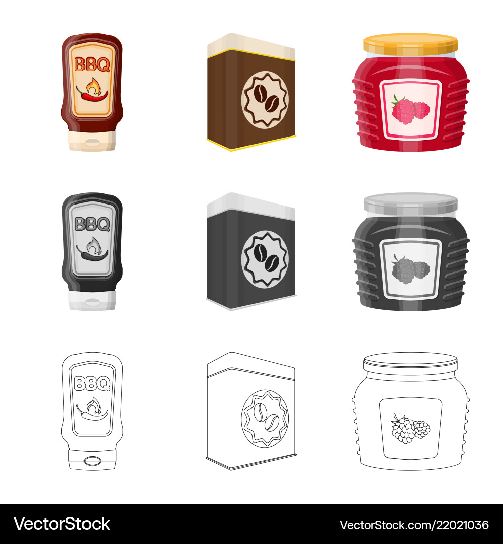 Isolated object of can and food logo set Isolated object of can and food logo set vector image