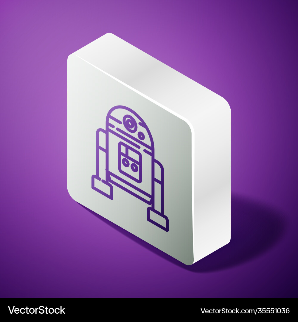 Isometric line robot icon isolated on purple vector image