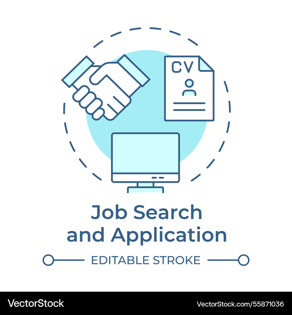 Job search and application soft blue concept icon Vector Image