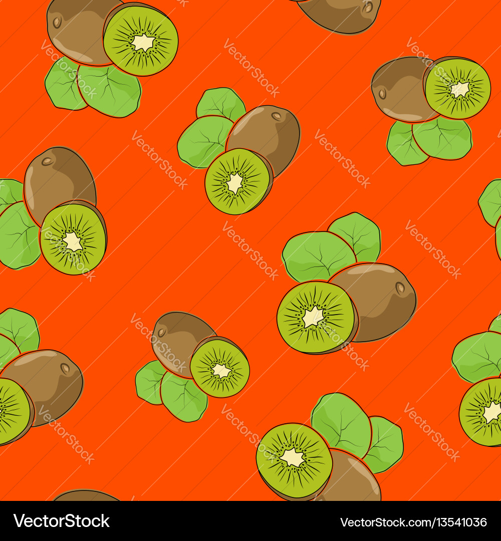 Kiwifruit Pattern - Orange Background vector image