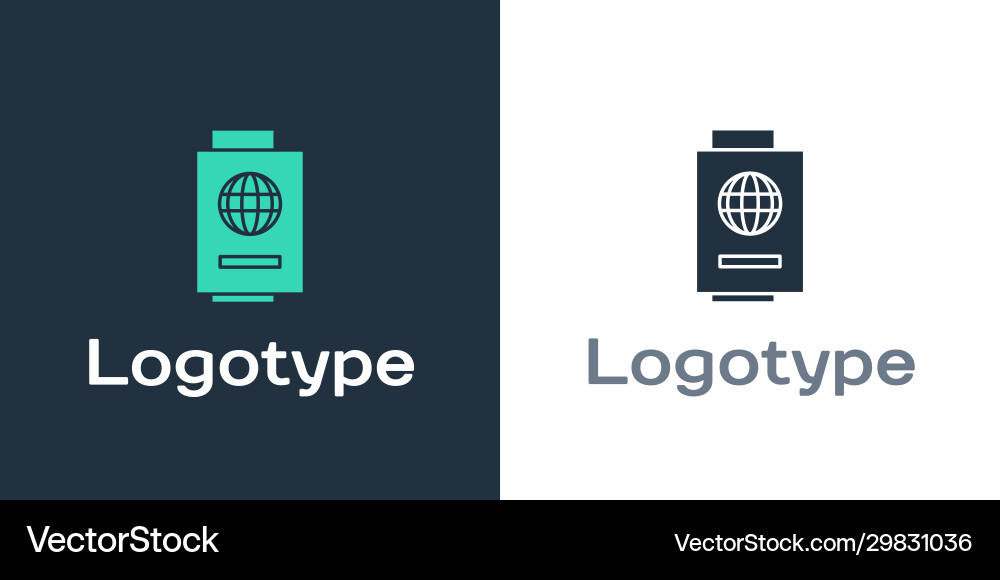 Logotype passport with ticket icon isolated Logotype passport with ticket icon isolated vector image