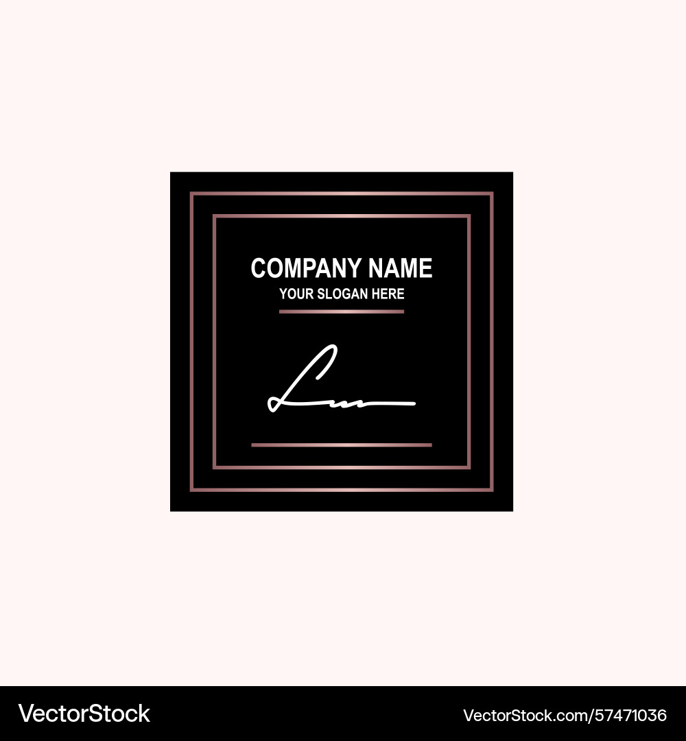 Lu minimalist handwriting logo with square frame Vector Image