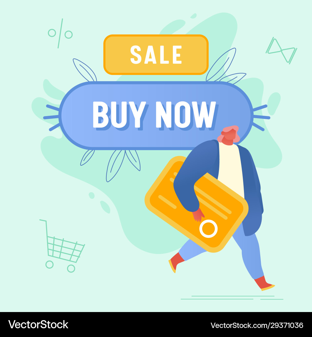 Man with Credit Card - Buy Now Vector Image
