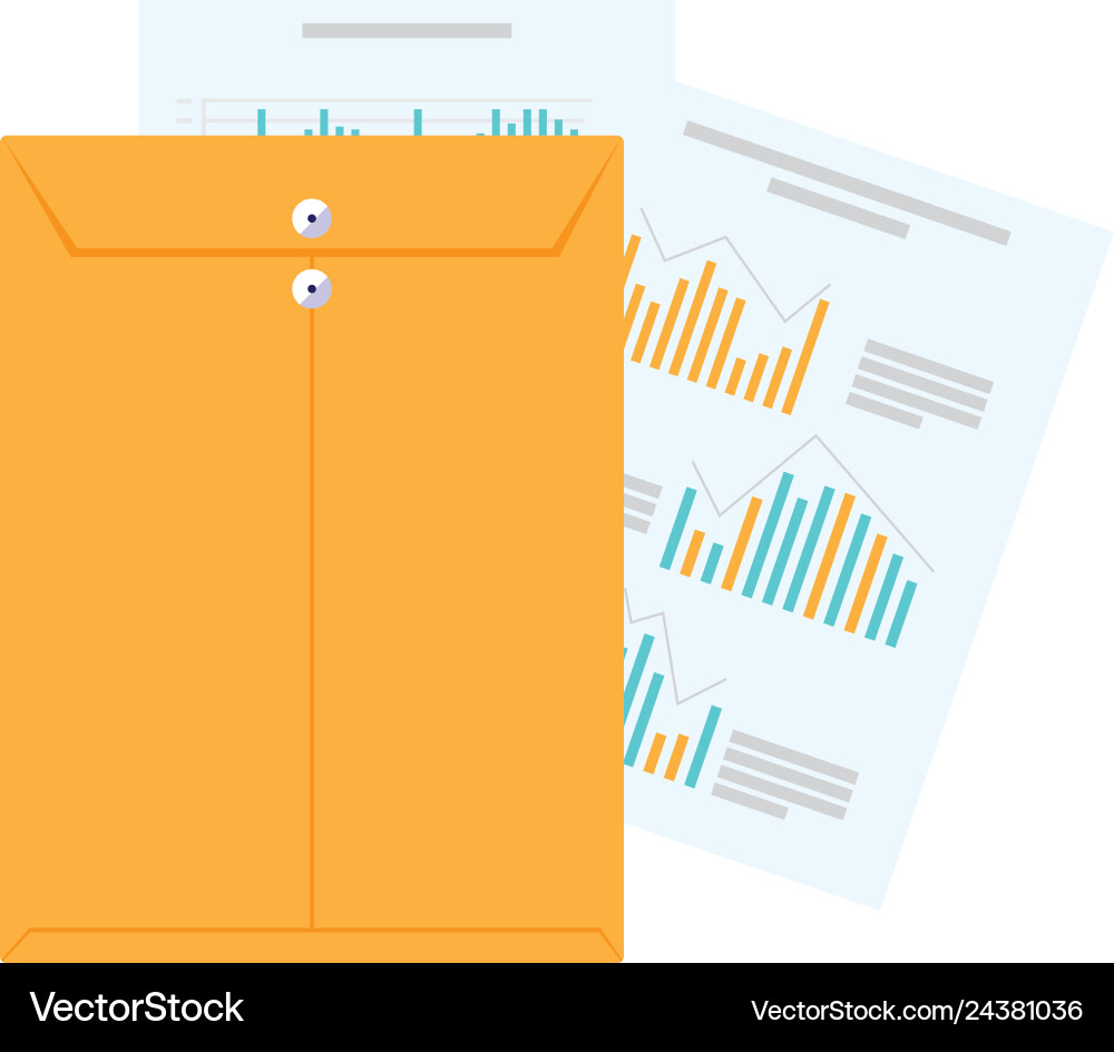 Manila envelope with statistics documents Vector Image